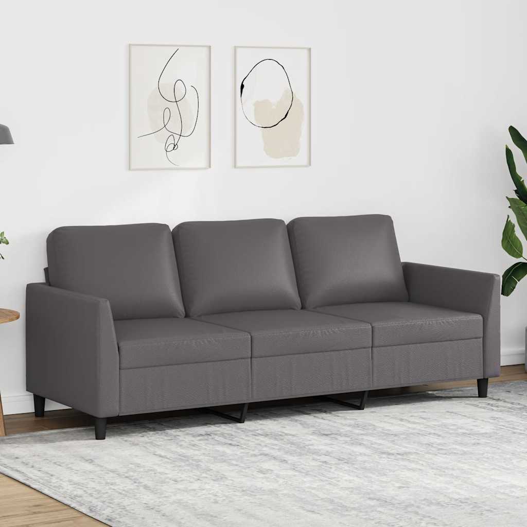 Canapé à 3 places Gris 180 cm Similicuir - XIOS