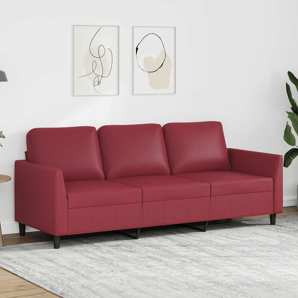 Canapé à 3 places Rouge bordeaux 180 cm Similicuir - XIOS