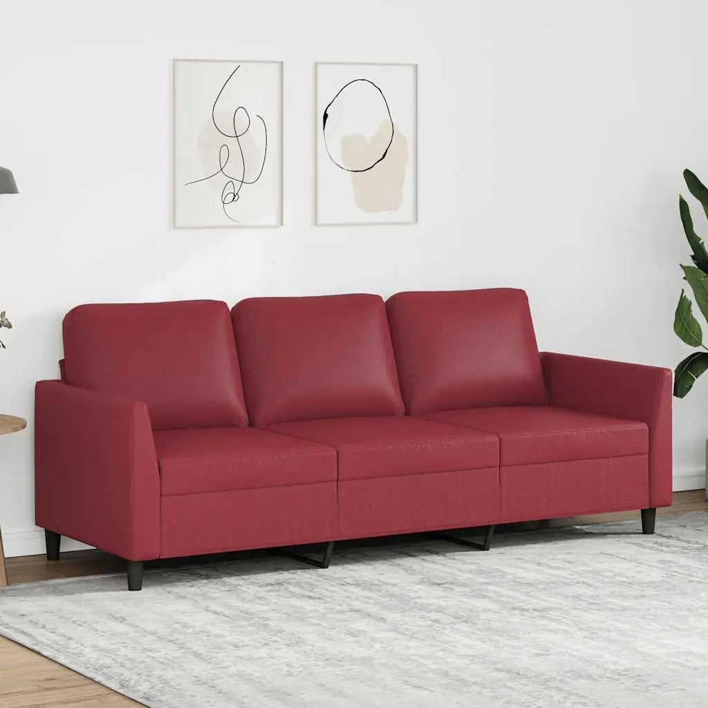 Canapé à 3 places Rouge bordeaux 180 cm Similicuir - XIOS