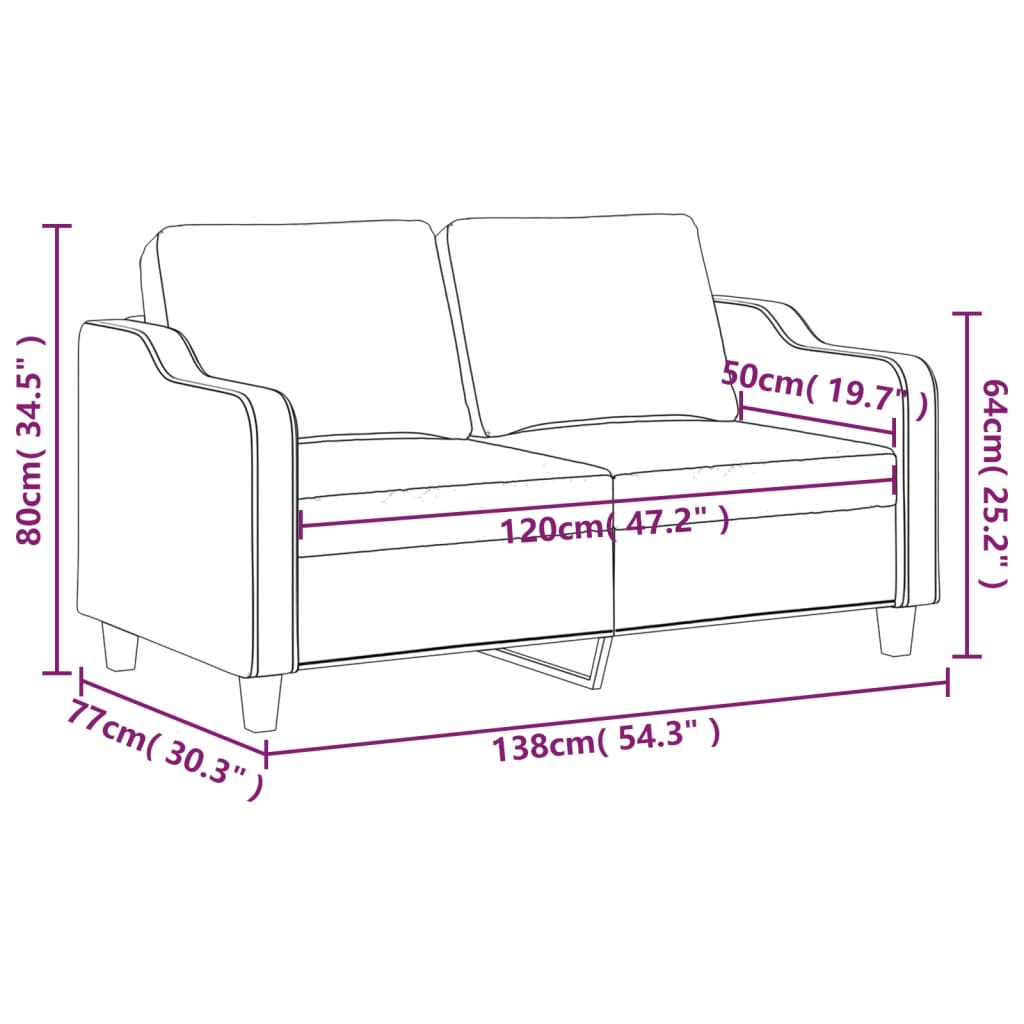 Canapé à 2 places Taupe 120 cm Tissu - XIOS