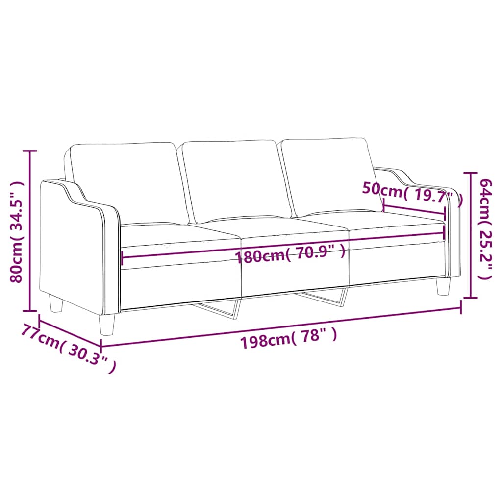 Canapé à 3 places Crème 180 cm Tissu - XIOS