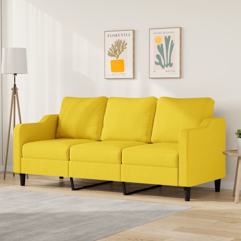 Canapé à 3 places Jaune clair 180 cm Tissu - XIOS