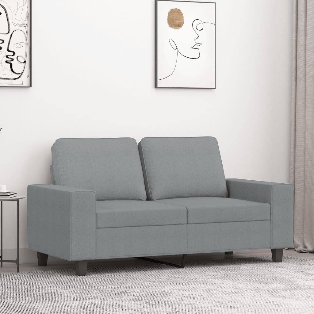 Canapé à 2 places Gris clair 120 cm Tissu - XIOS