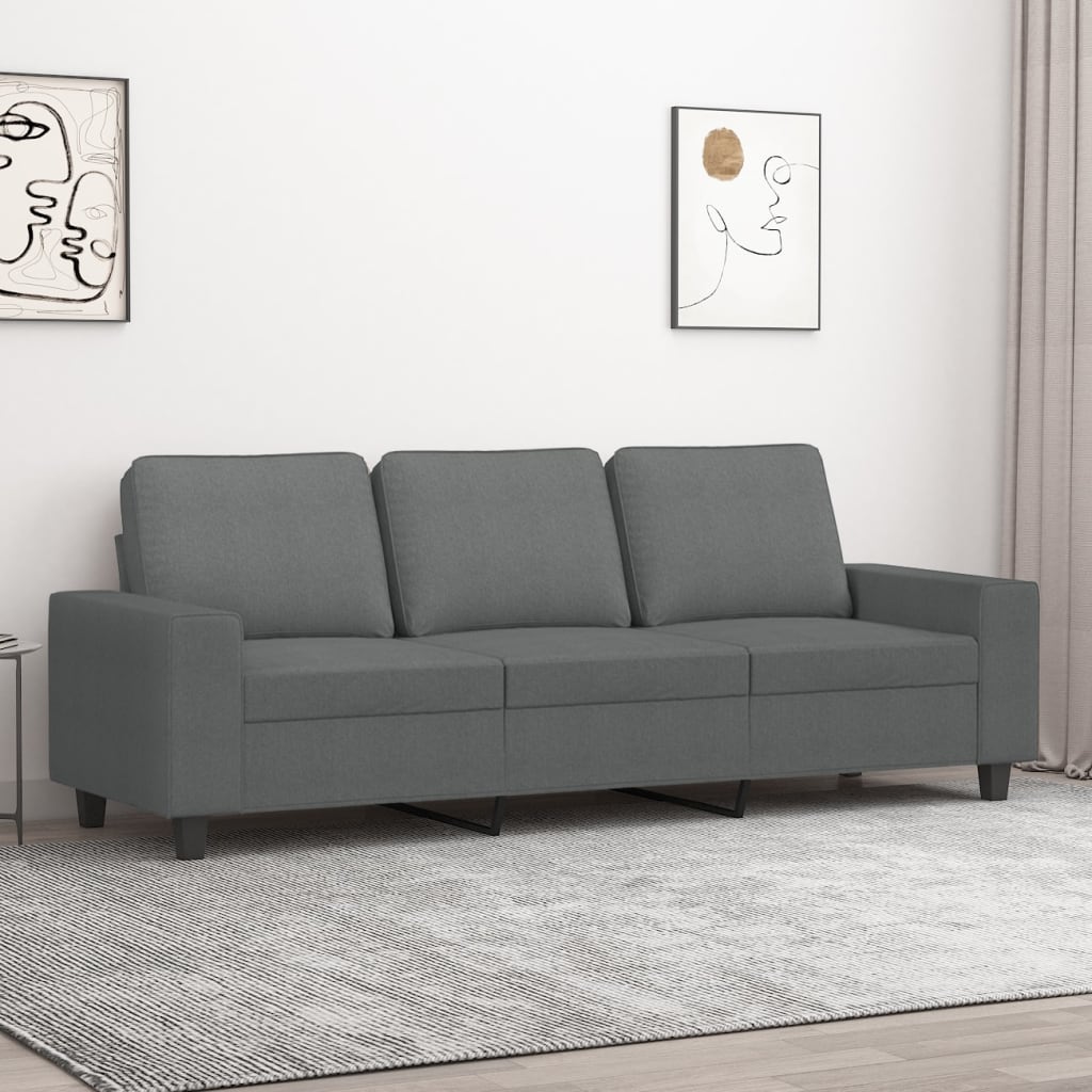 Canapé à 3 places Gris foncé 180 cm Tissu - XIOS