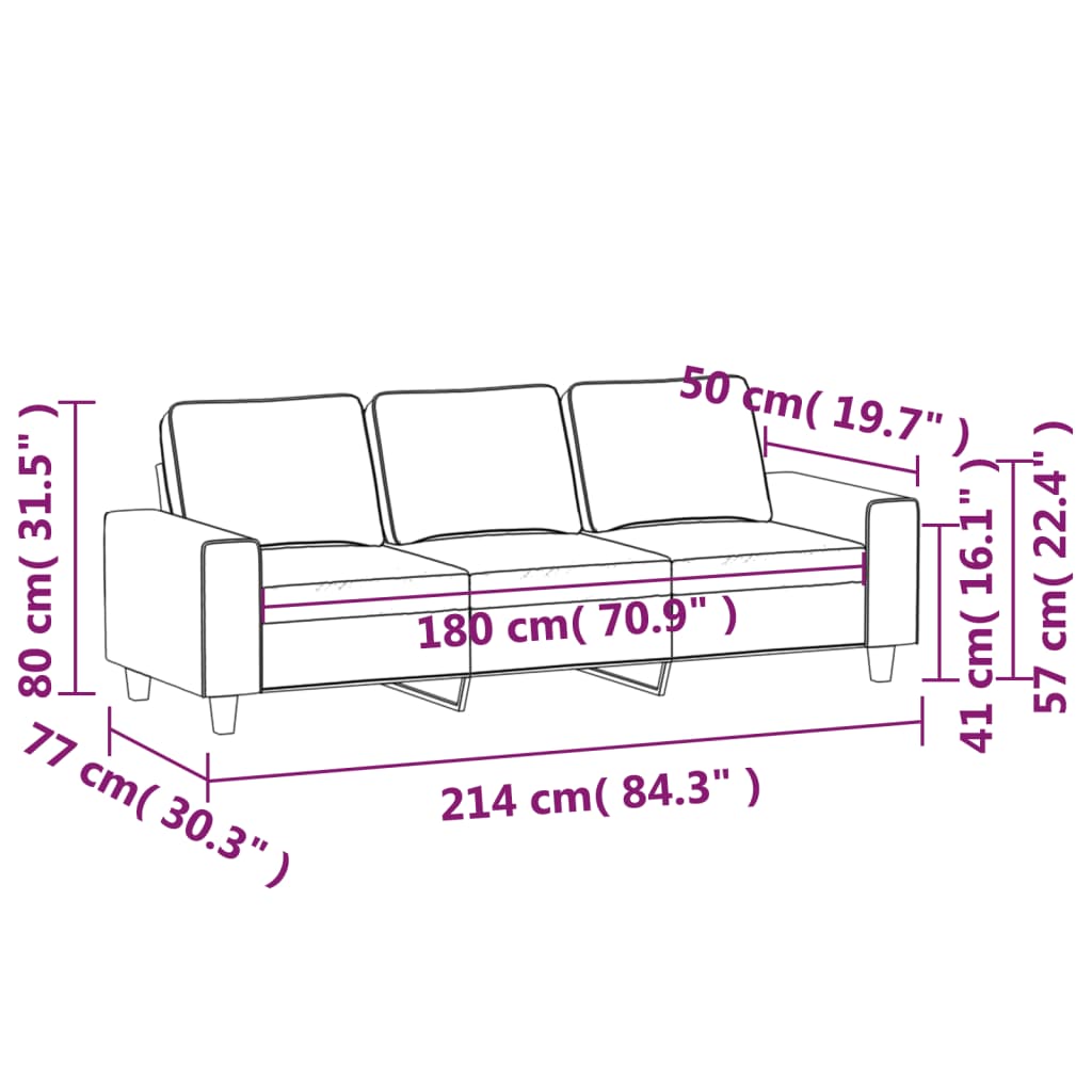 Canapé à 3 places Crème 180 cm Tissu - XIOS