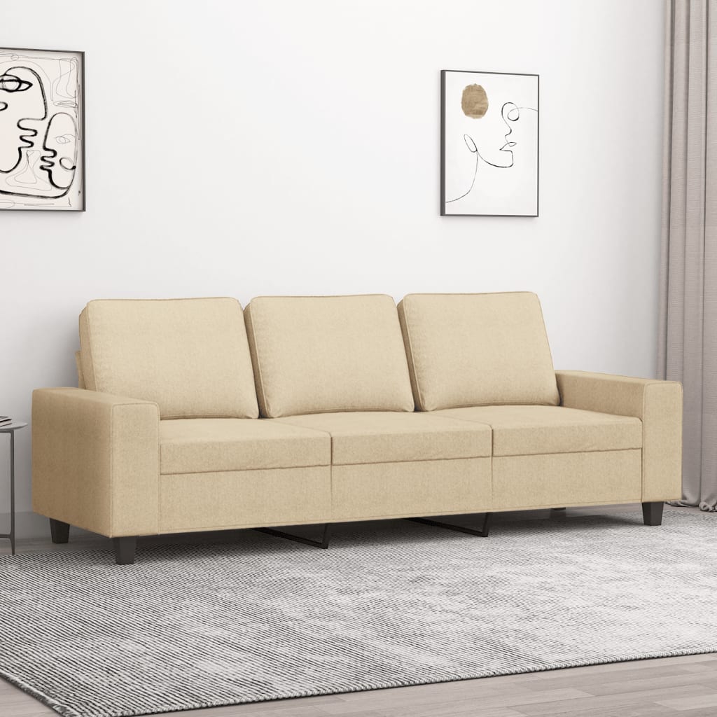Canapé à 3 places Crème 180 cm Tissu - XIOS