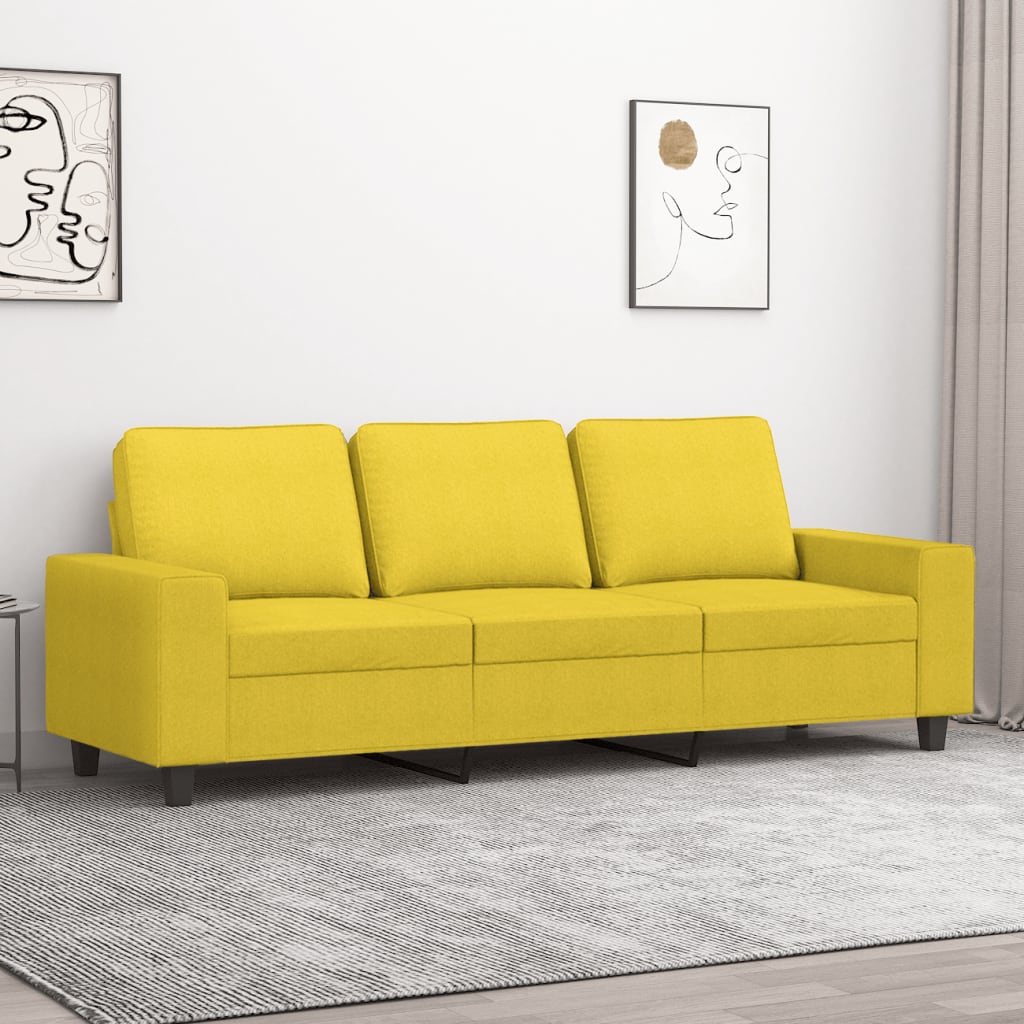 Canapé à 3 places Jaune clair 180 cm Tissu - XIOS