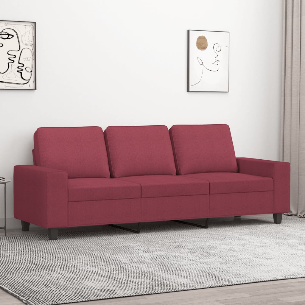 Canapé à 3 places Rouge bordeaux 180 cm Tissu - XIOS