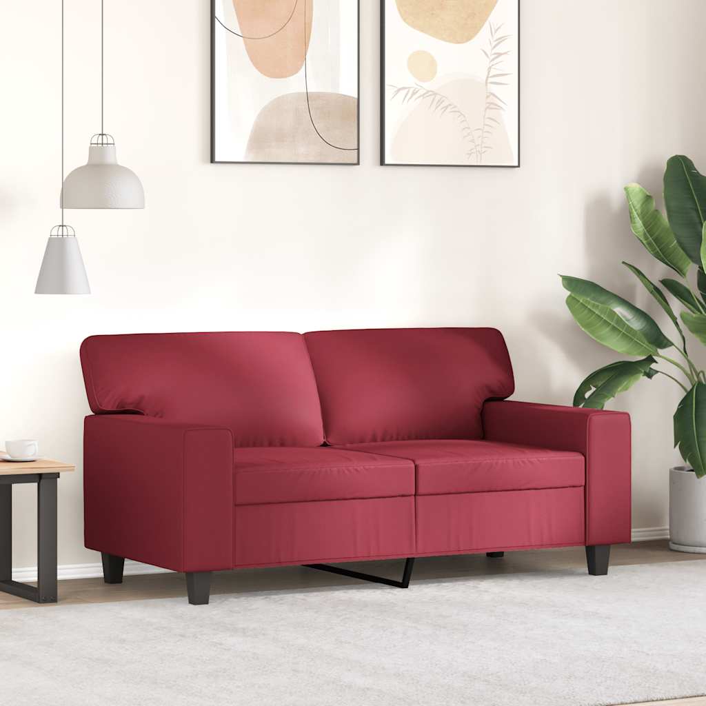 Canapé à 2 places Rouge bordeaux 120 cm Similicuir - XIOS