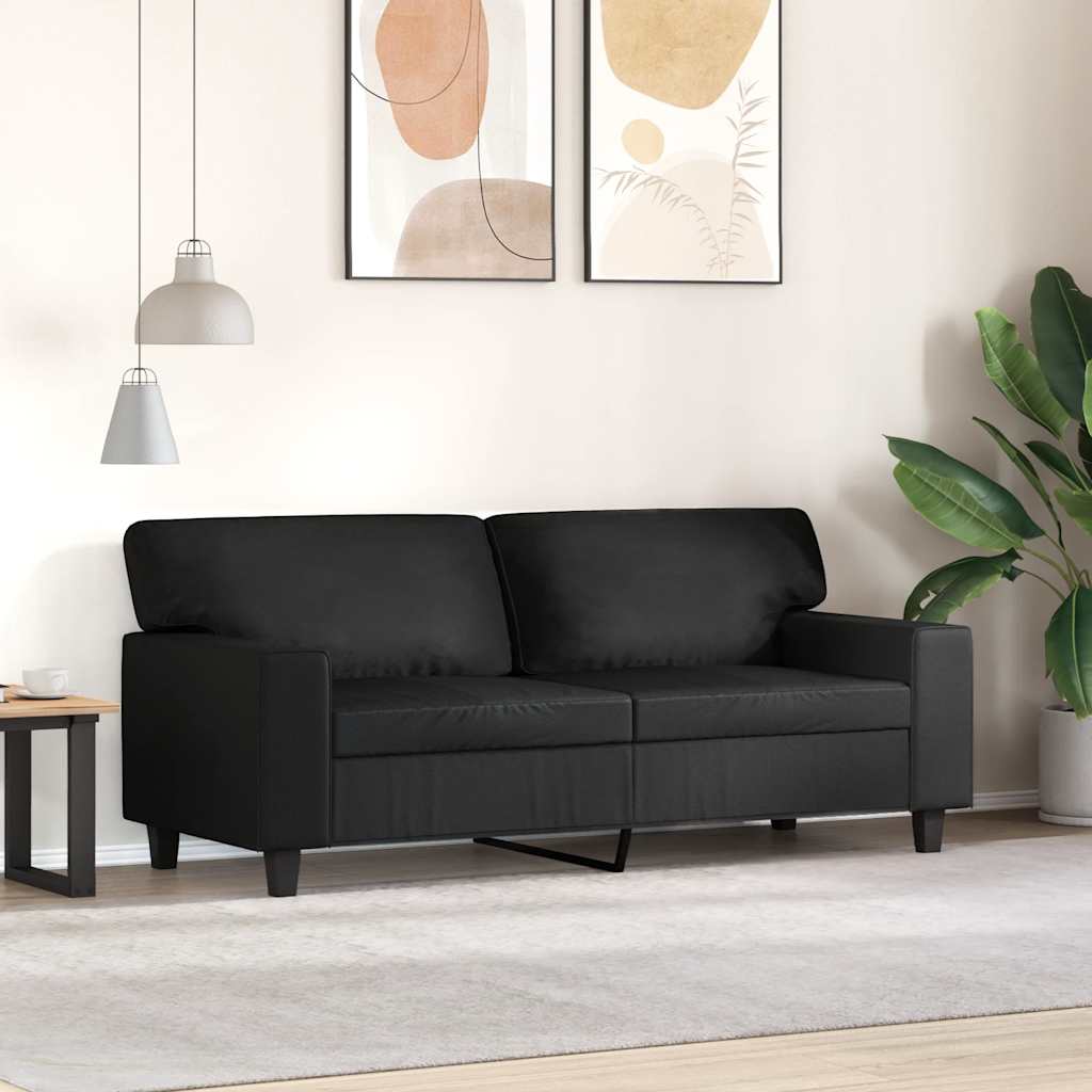 Canapé à 2 places Noir 140 cm Similicuir - XIOS