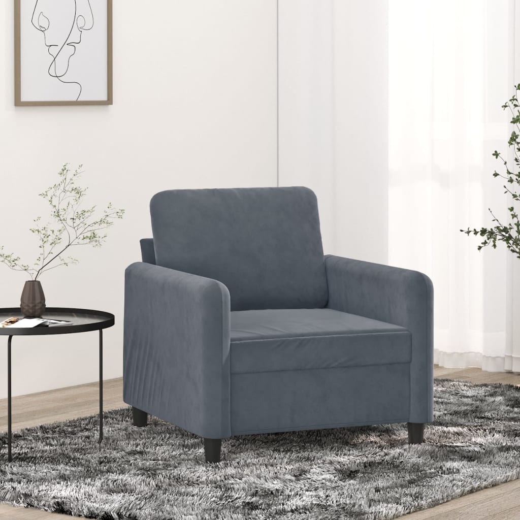Fauteuil Gris foncé 60 cm Velours - XIOS