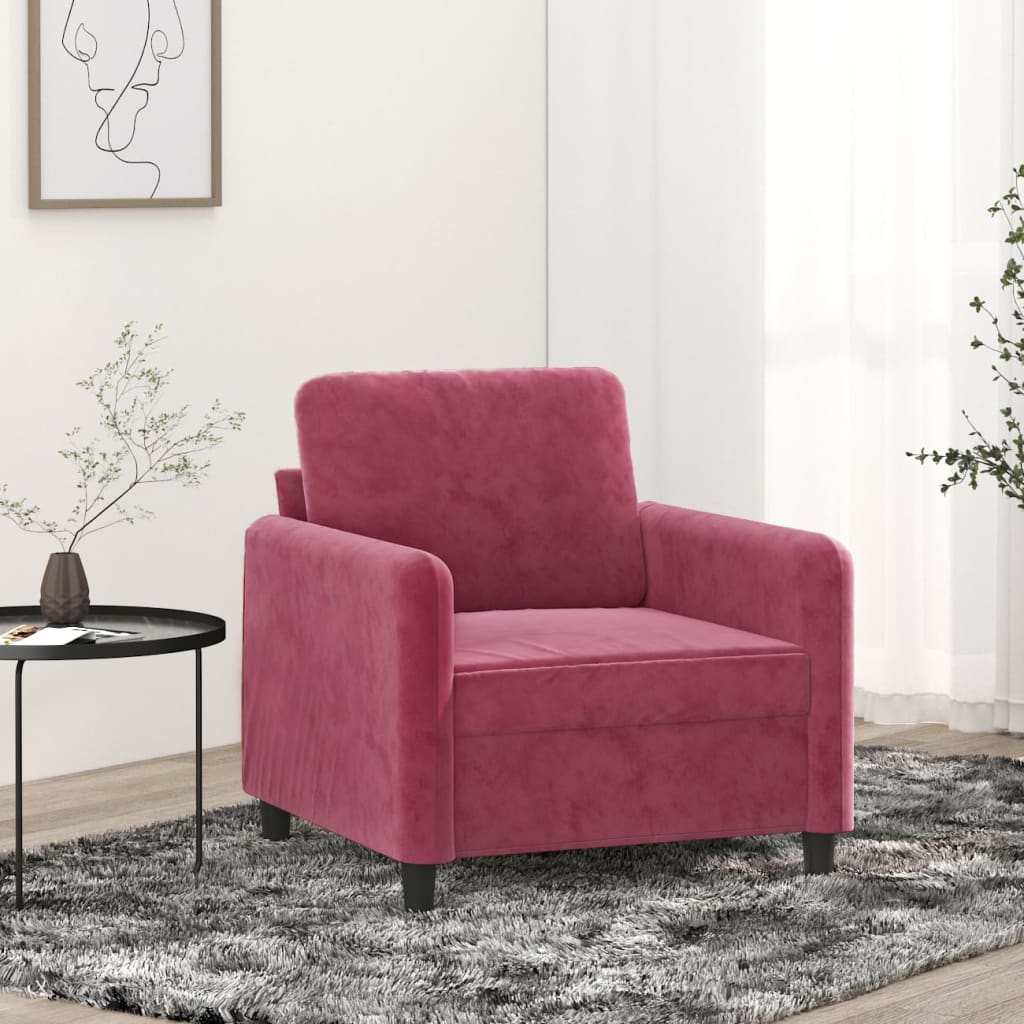 Fauteuil Rouge bordeaux 60 cm Velours - XIOS