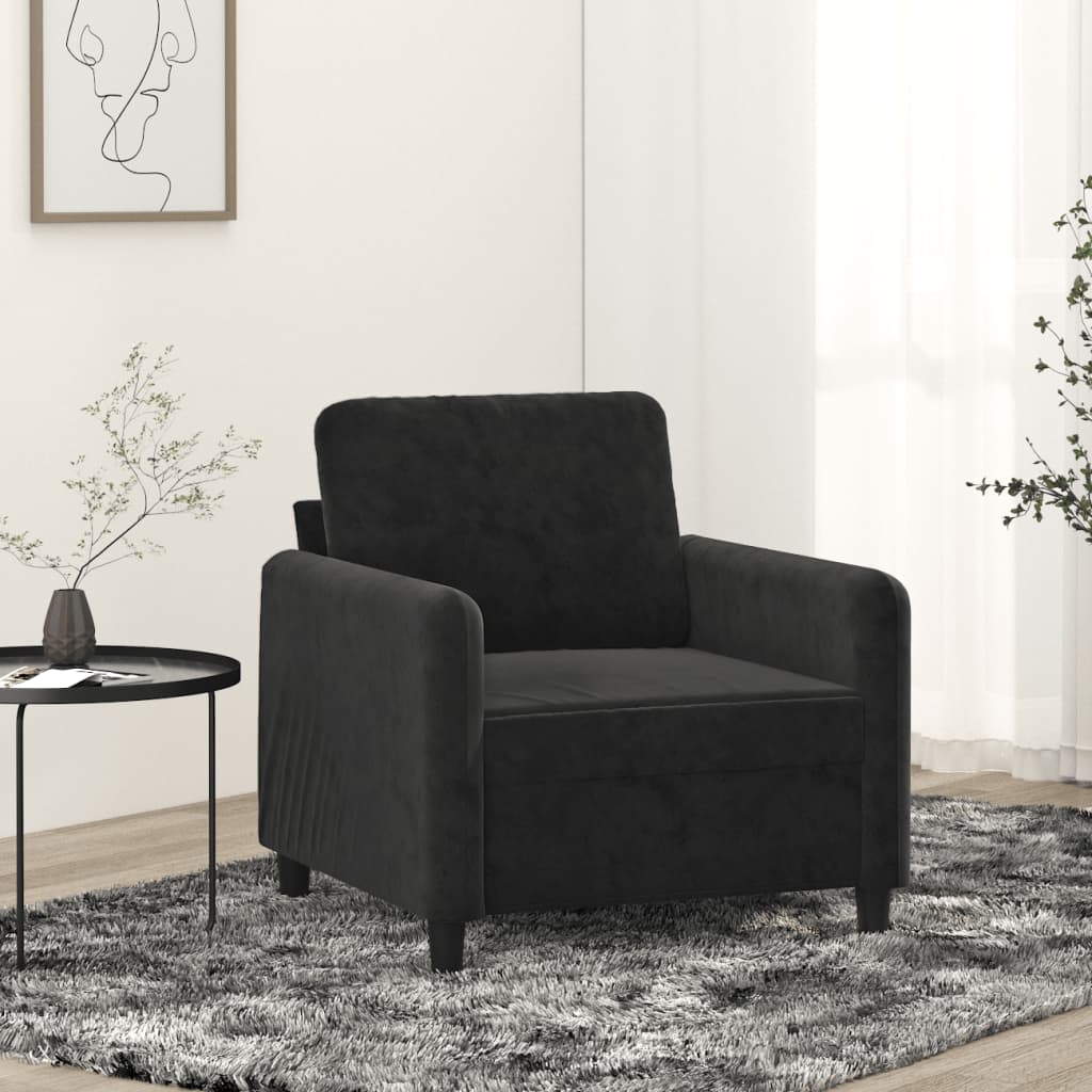 Fauteuil Noir 60 cm Velours - XIOS