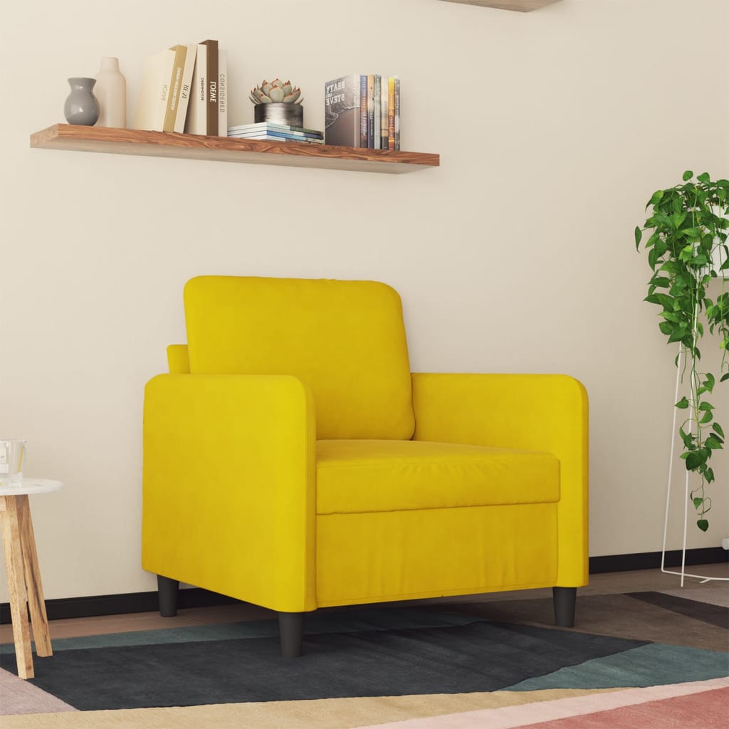 Fauteuil Jaune 60 cm Velours - XIOS