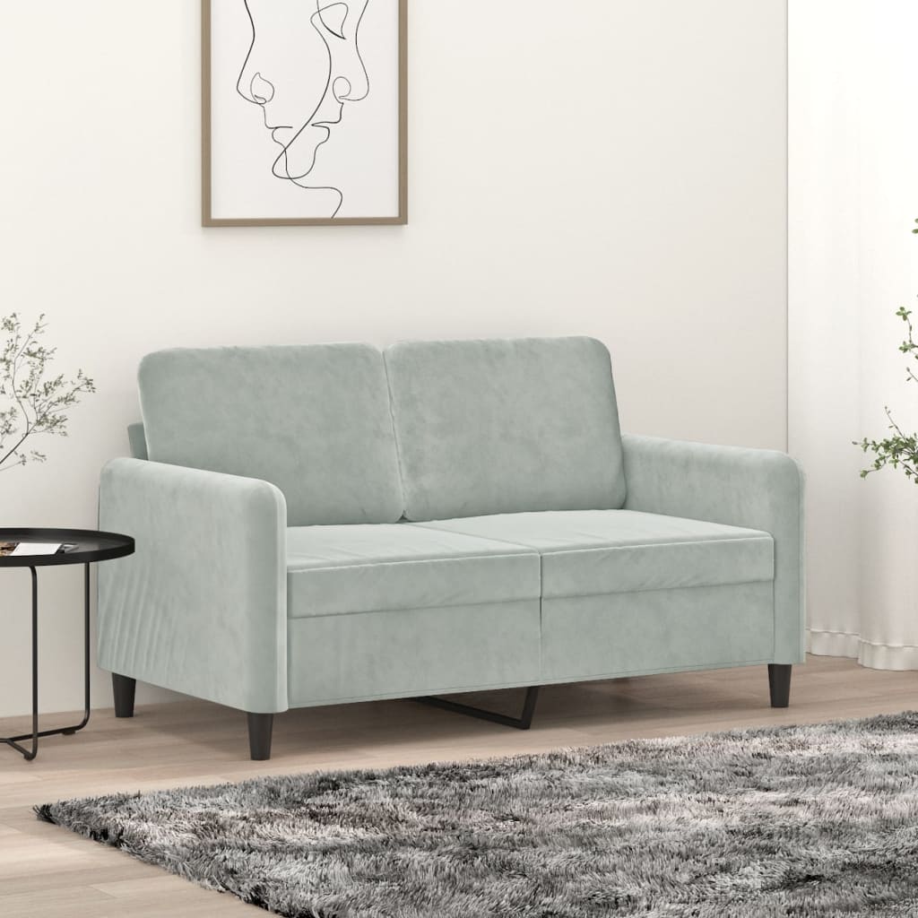 Canapé à 2 places Gris clair 120 cm Velours - XIOS