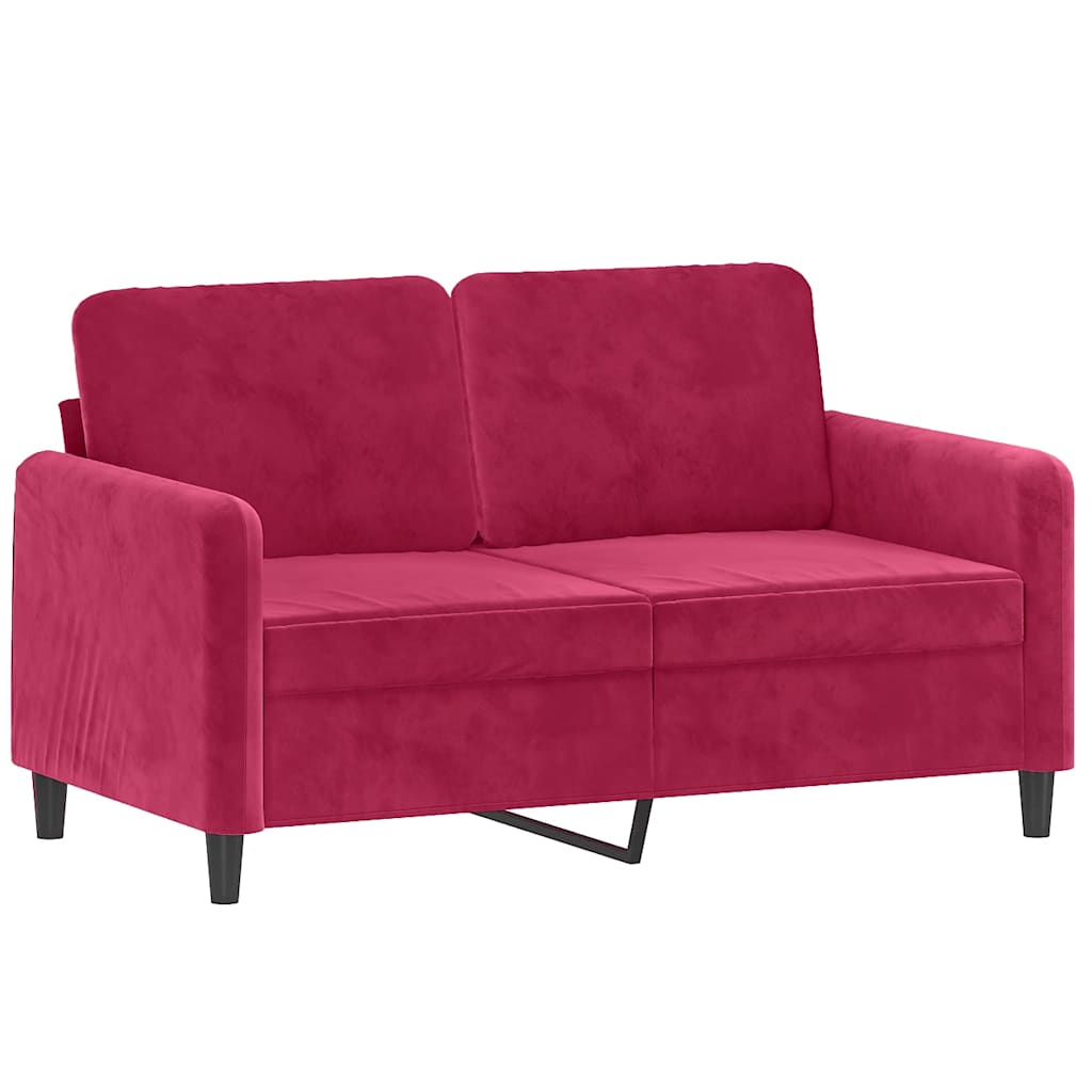 Canapé à 2 places Rouge bordeaux 120 cm Velours - XIOS