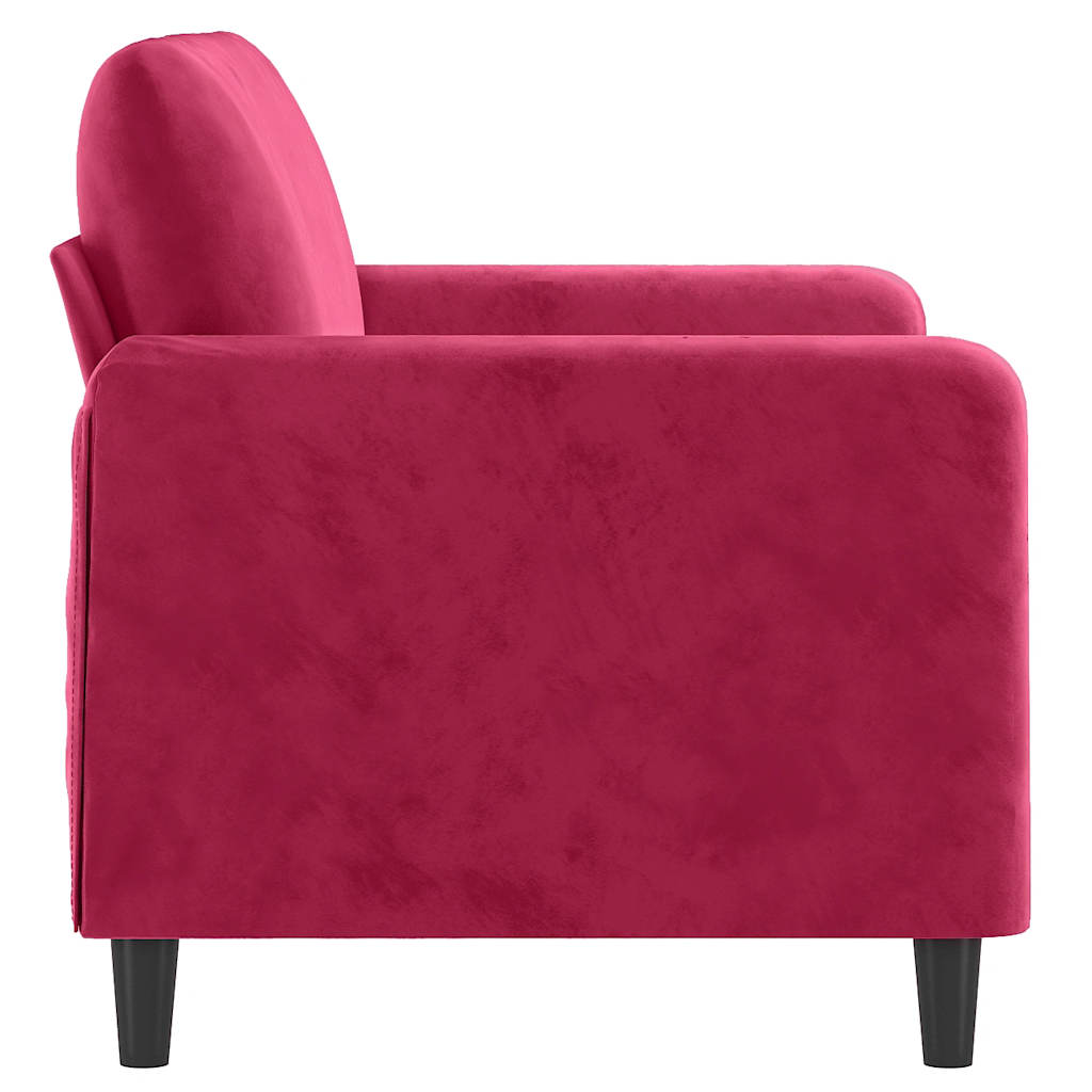 Canapé à 2 places Rouge bordeaux 120 cm Velours - XIOS
