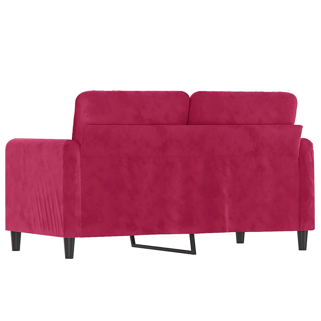Canapé à 2 places Rouge bordeaux 120 cm Velours - XIOS