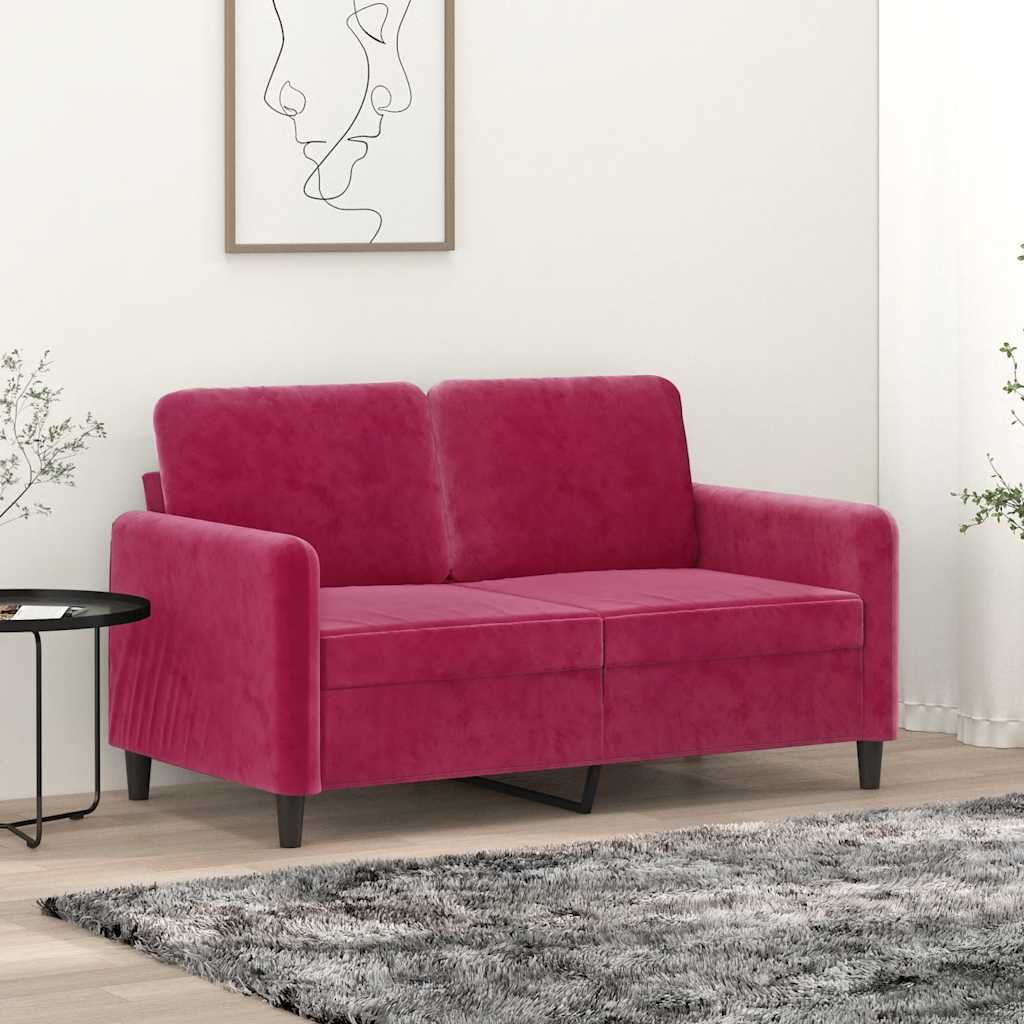 Canapé à 2 places Rouge bordeaux 120 cm Velours - XIOS