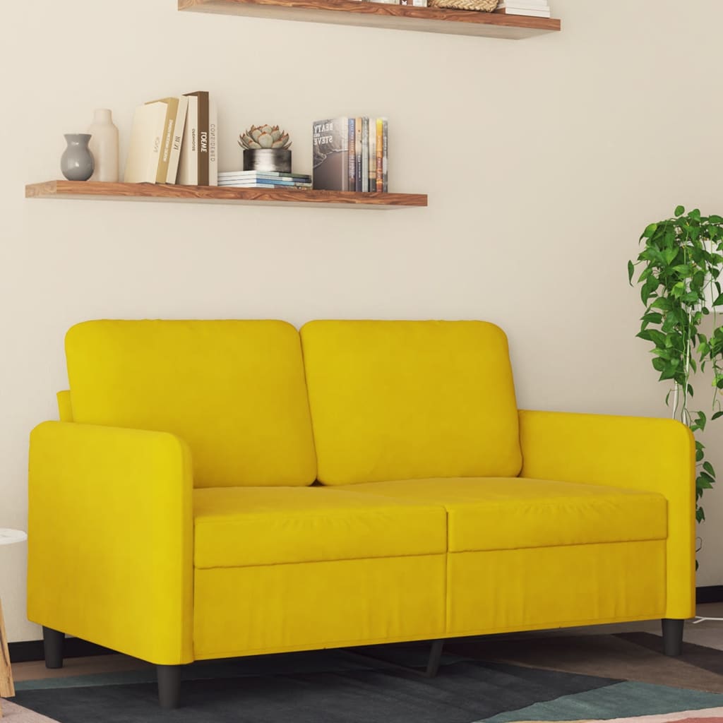 Canapé à 2 places Jaune 120 cm Velours - XIOS