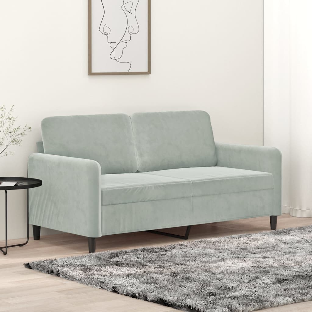 Canapé à 2 places Gris clair 140 cm Velours - XIOS
