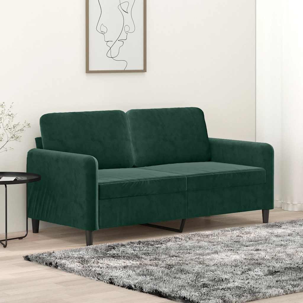 Canapé à 2 places Vert foncé 140 cm Velours - XIOS
