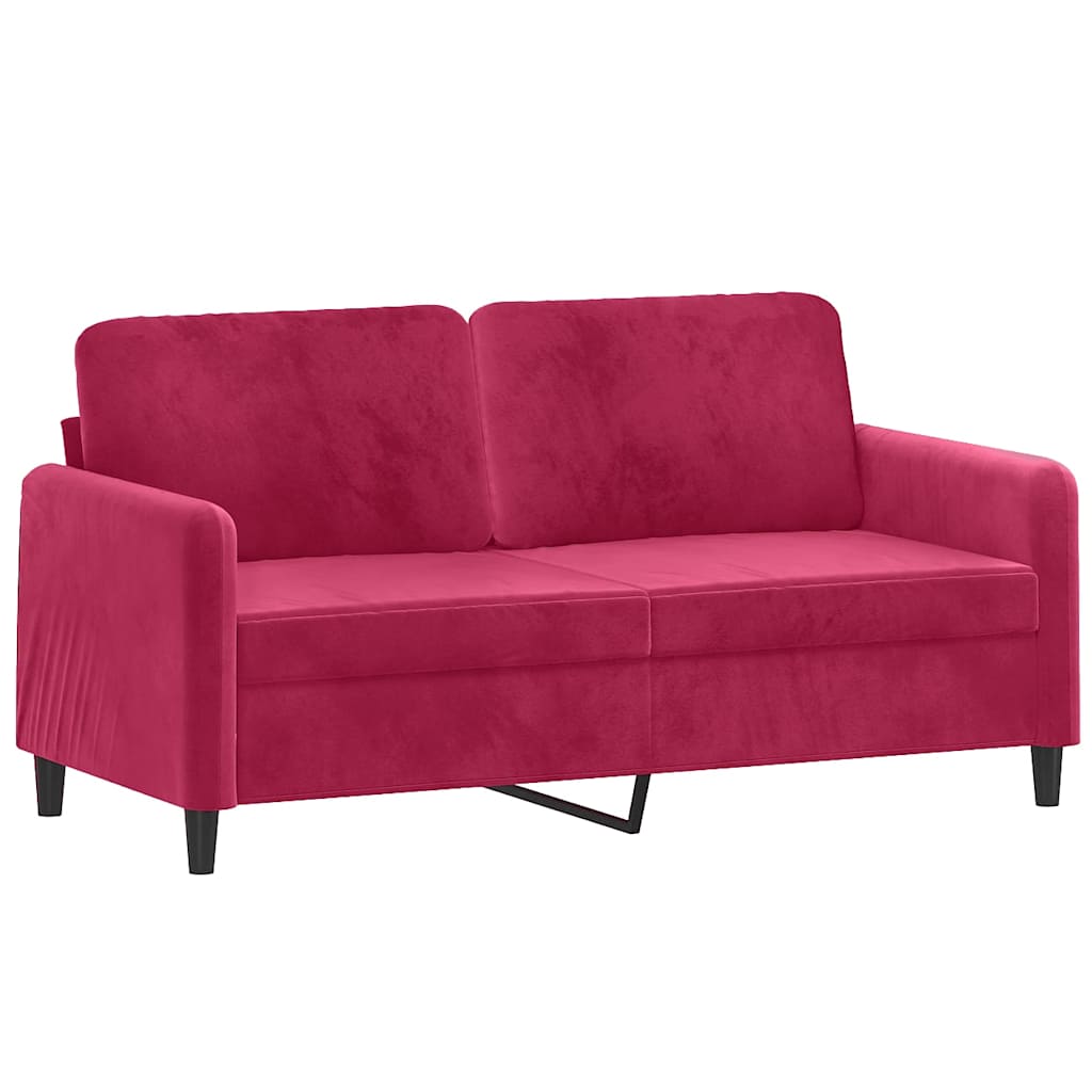 Canapé à 2 places Rouge bordeaux 140 cm Velours - XIOS
