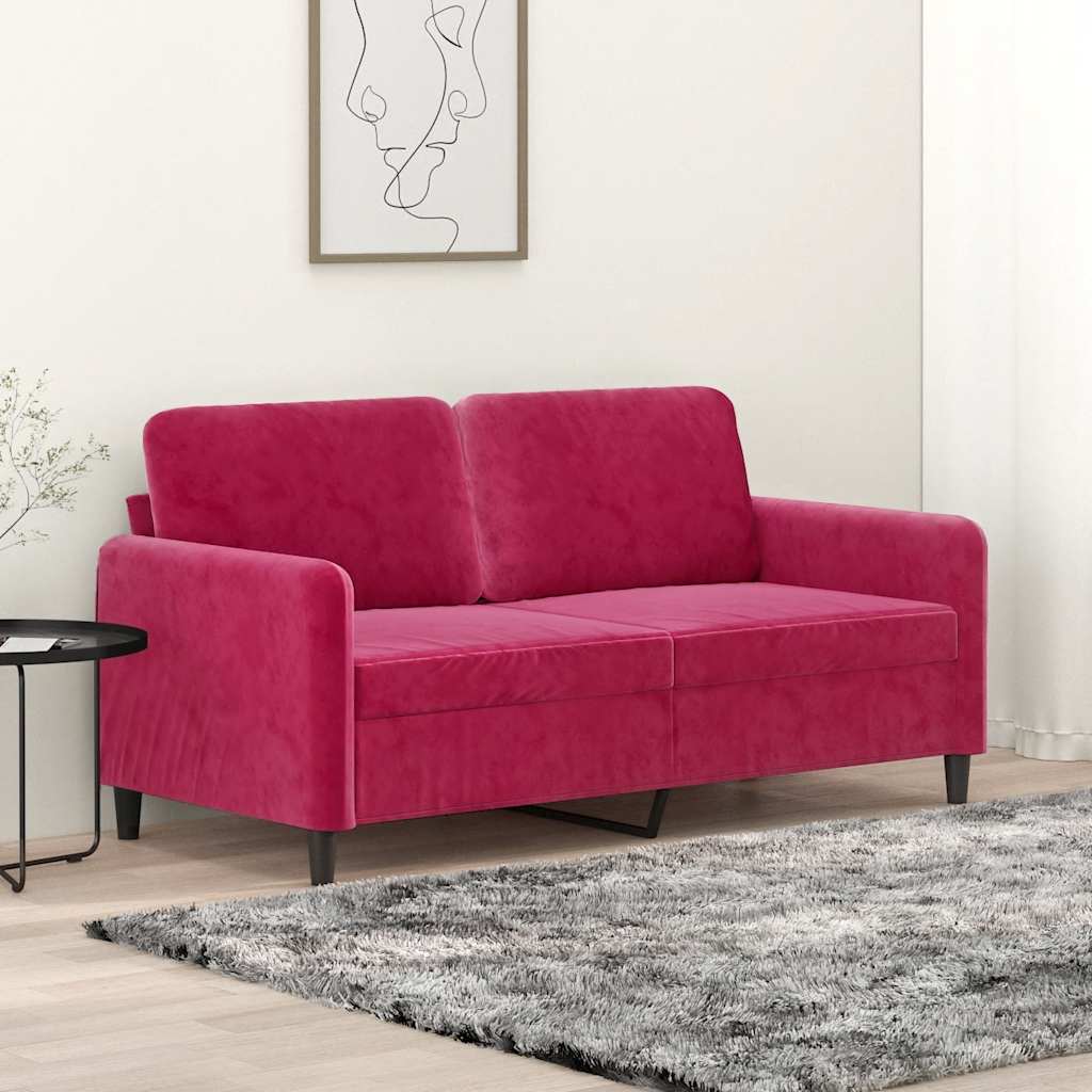Canapé à 2 places Rouge bordeaux 140 cm Velours - XIOS