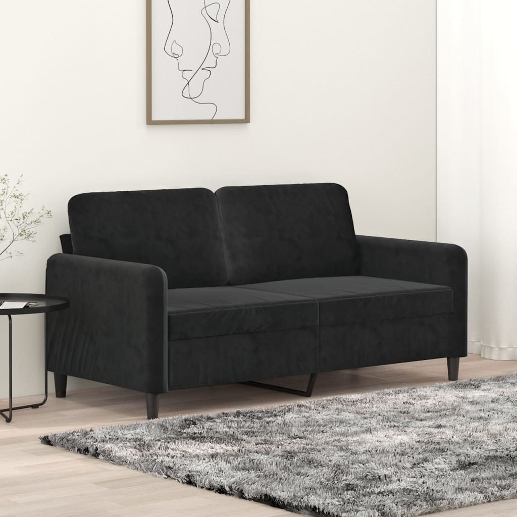 Canapé à 2 places Noir 140 cm Velours - XIOS