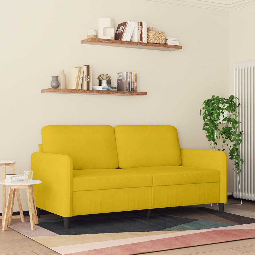Canapé à 2 places Jaune 140 cm Velours - XIOS