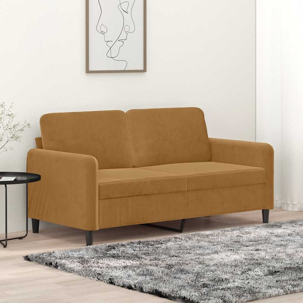 Canapé à 2 places Marron 140 cm Velours - XIOS