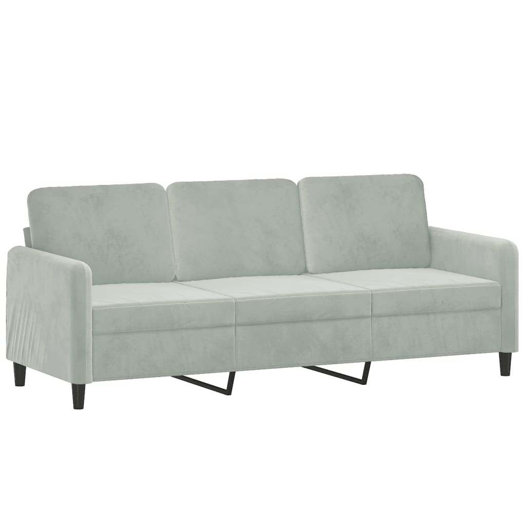 Canapé à 3 places Gris clair 180 cm Velours - XIOS