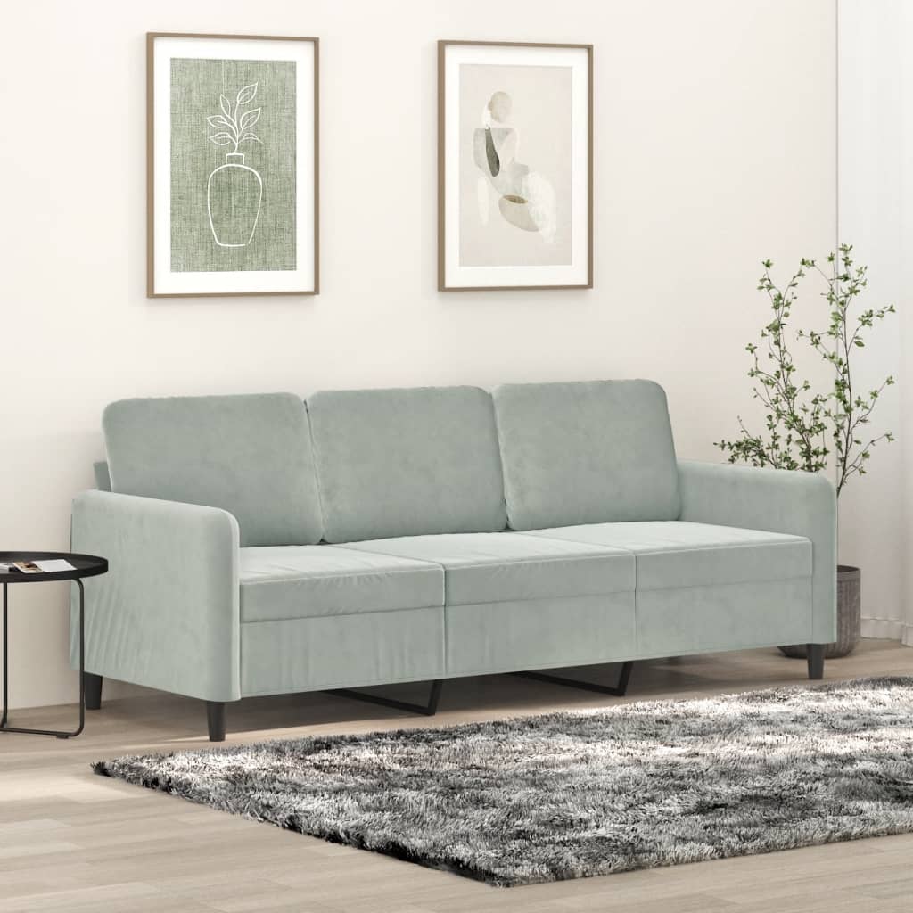 Canapé à 3 places Gris clair 180 cm Velours - XIOS
