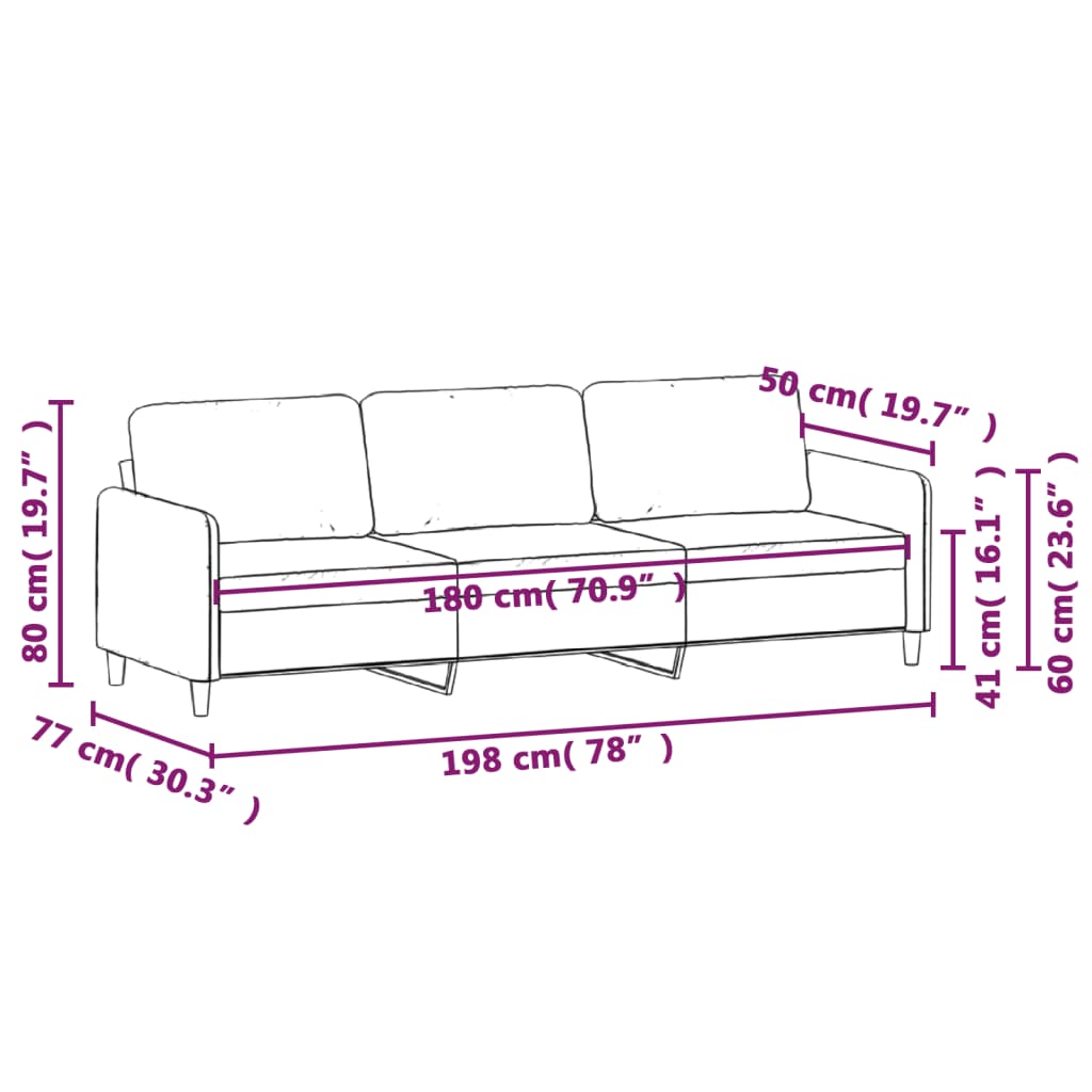 Canapé à 3 places Gris foncé 180 cm Velours - XIOS