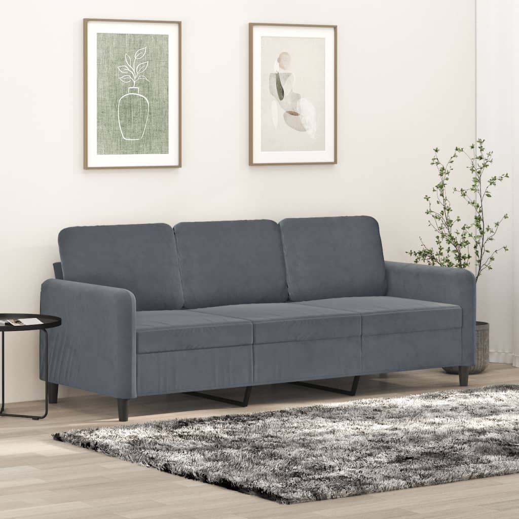Canapé à 3 places Gris foncé 180 cm Velours - XIOS