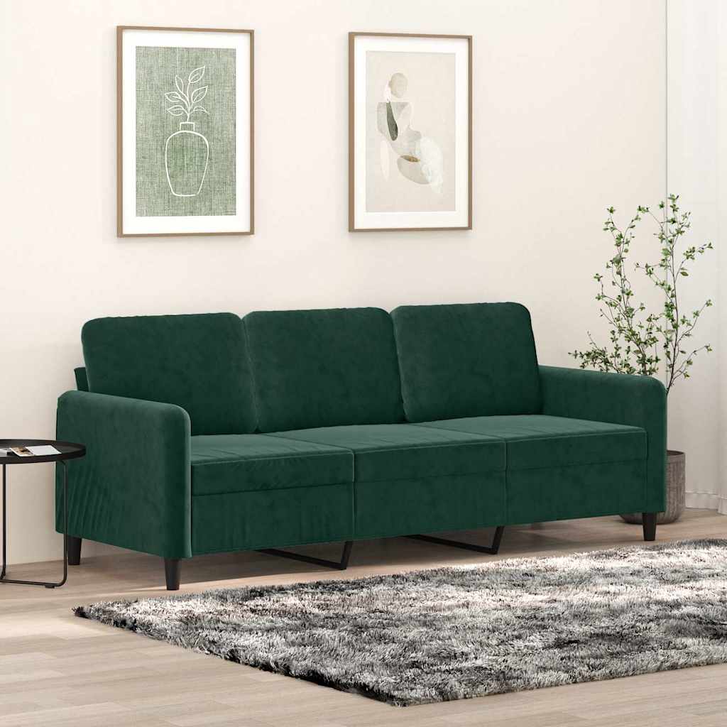 Canapé à 3 places Vert foncé 180 cm Velours - XIOS