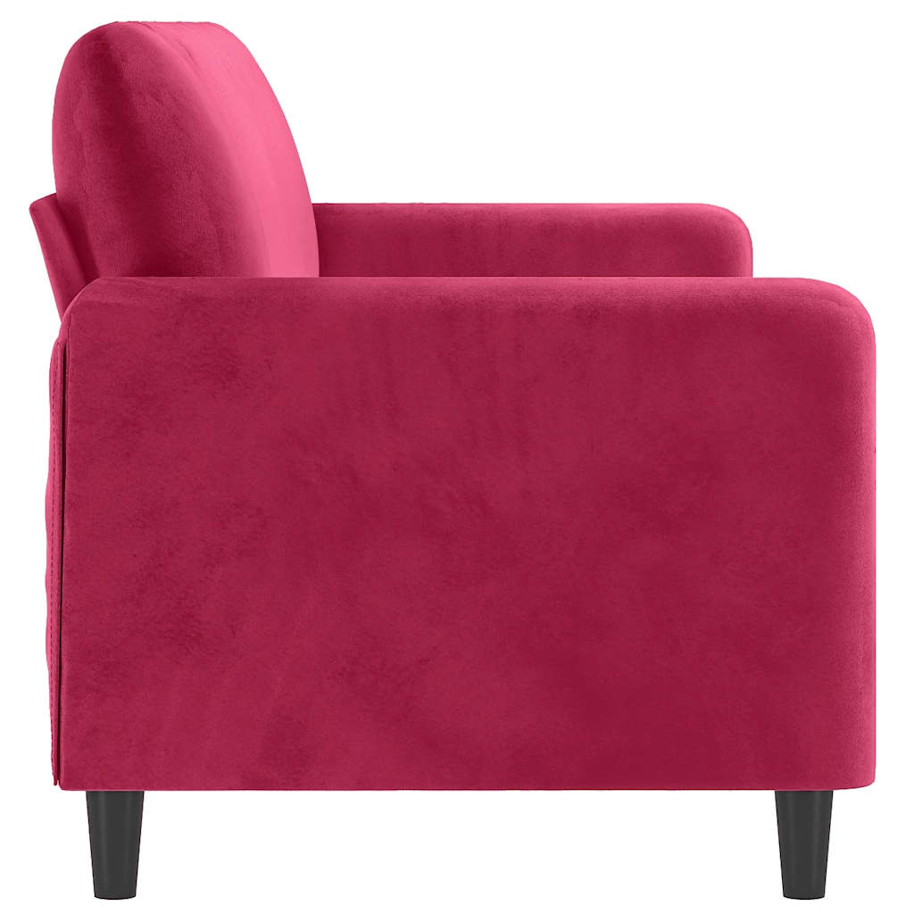 Canapé à 3 places Rouge bordeaux 180 cm Velours - XIOS