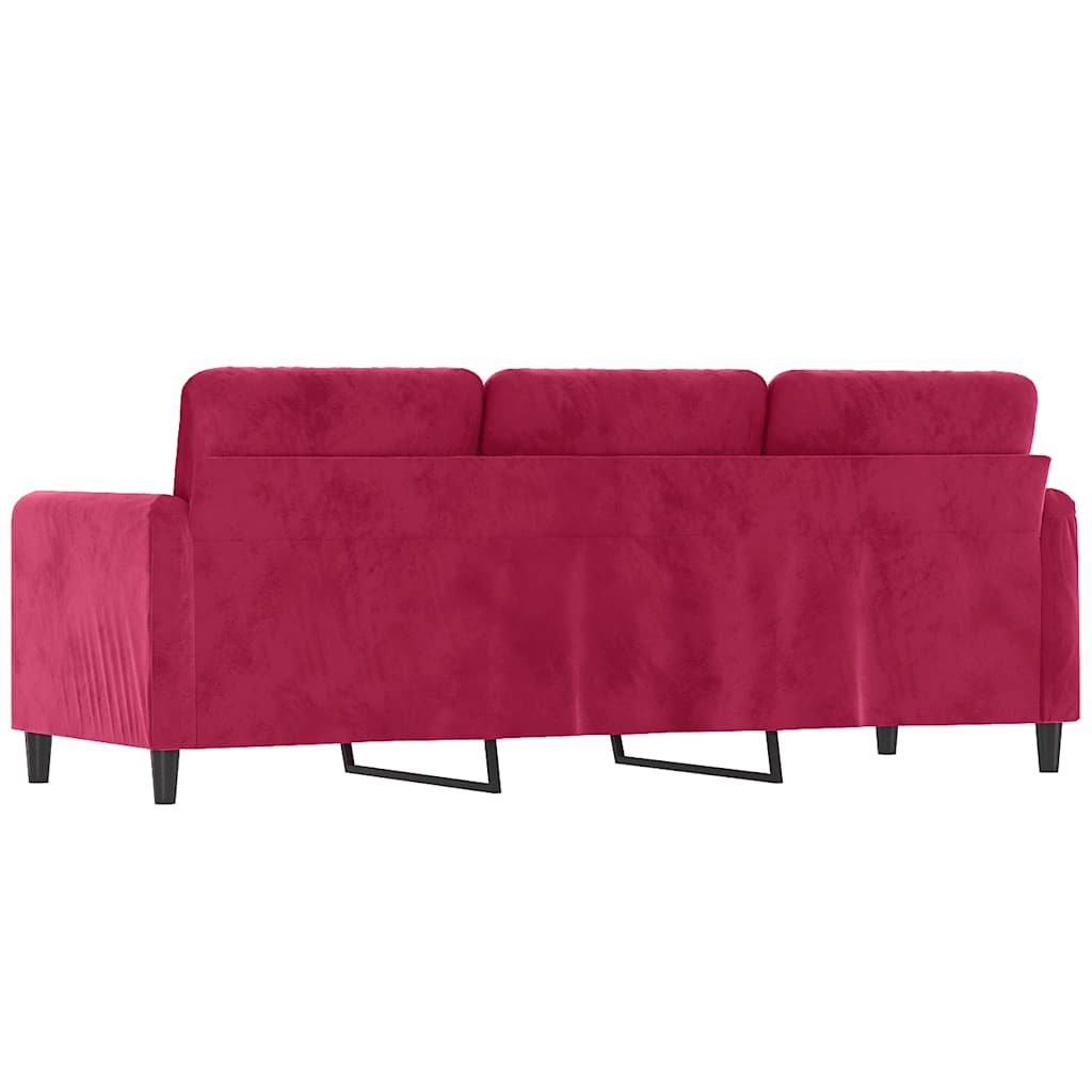 Canapé à 3 places Rouge bordeaux 180 cm Velours - XIOS
