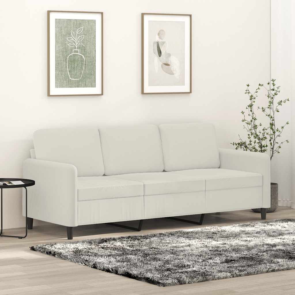Canapé à 3 places Crème 180 cm Velours - XIOS