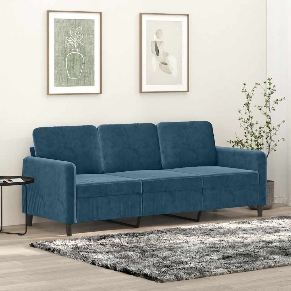 Canapé à 3 places Bleu 180 cm Velours - XIOS