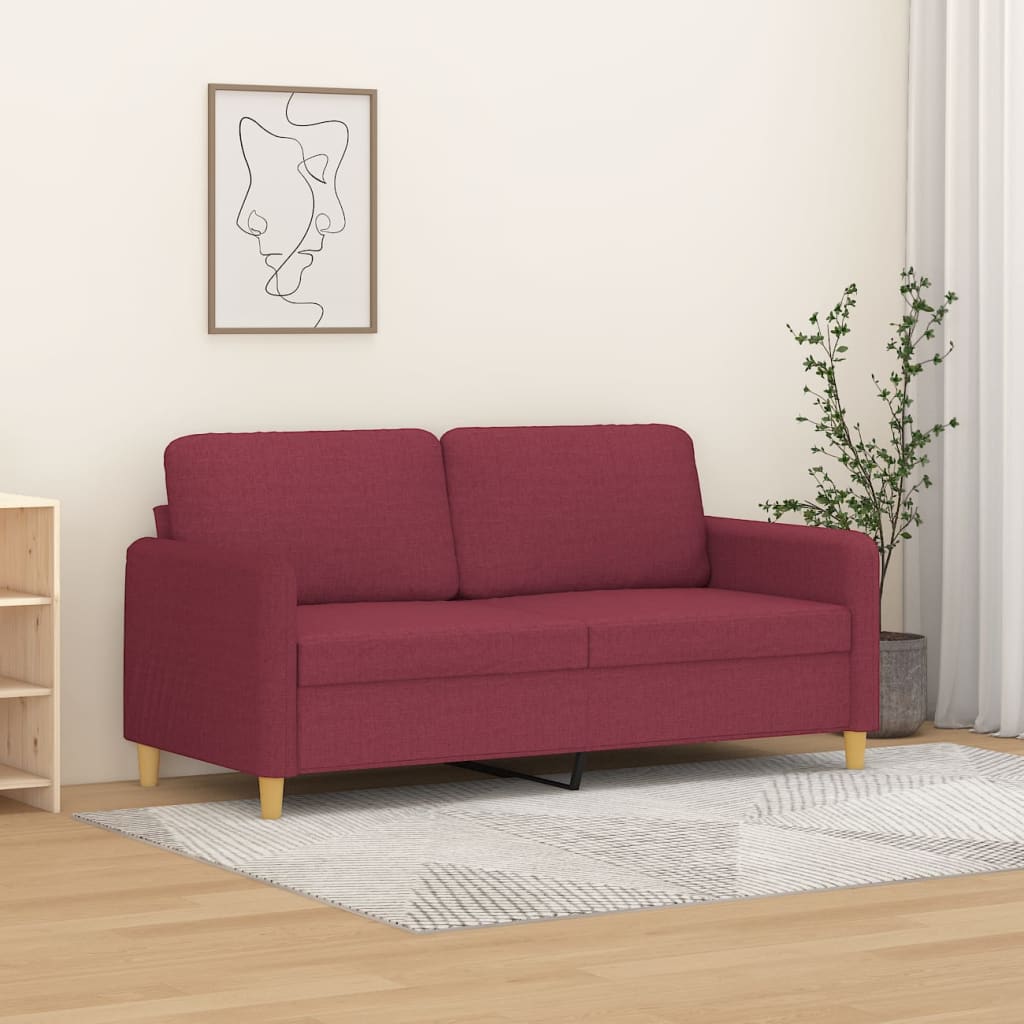 Canapé à 2 places Rouge bordeaux 140 cm Tissu - XIOS