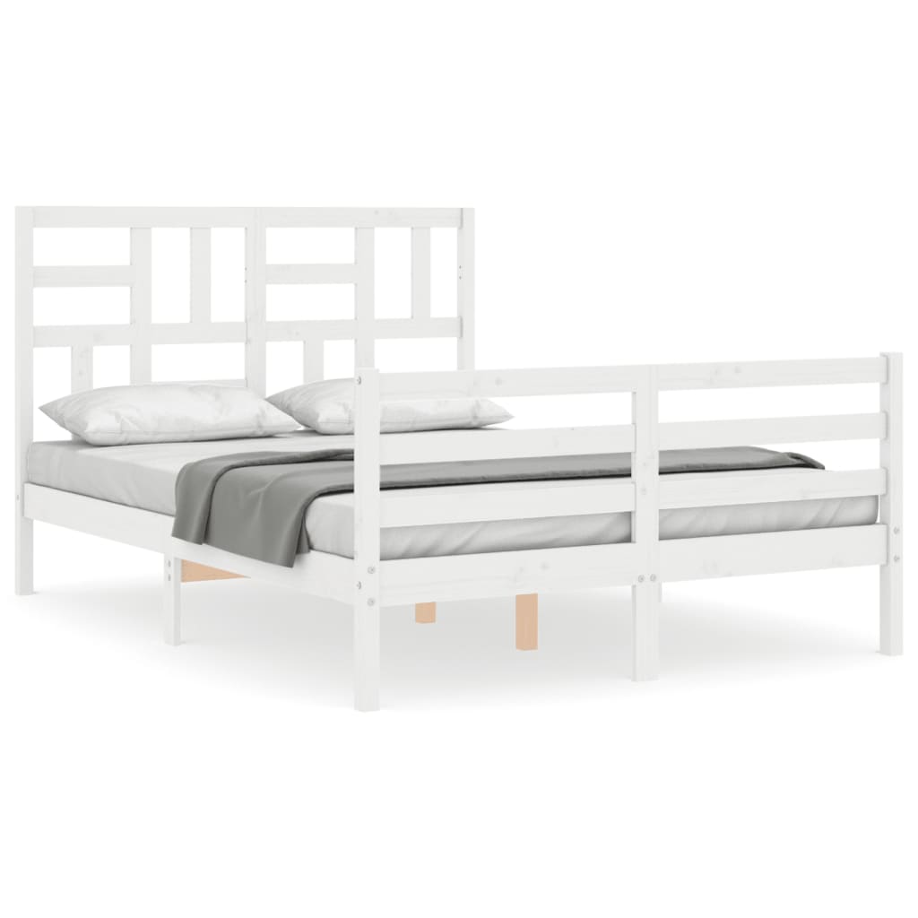 Cadre de lit sans matelas blanc bois massif - XIOS