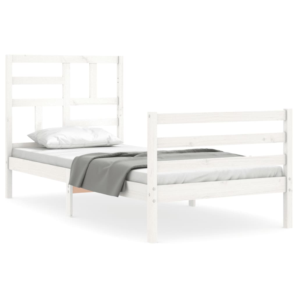 Cadre de lit sans matelas blanc 100x200 cm bois massif - XIOS