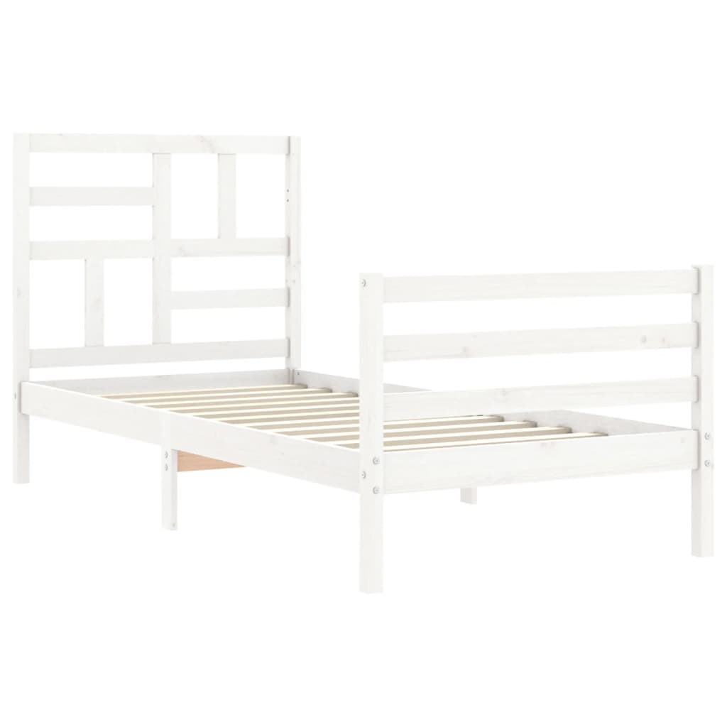 Cadre de lit sans matelas blanc 100x200 cm bois massif - XIOS