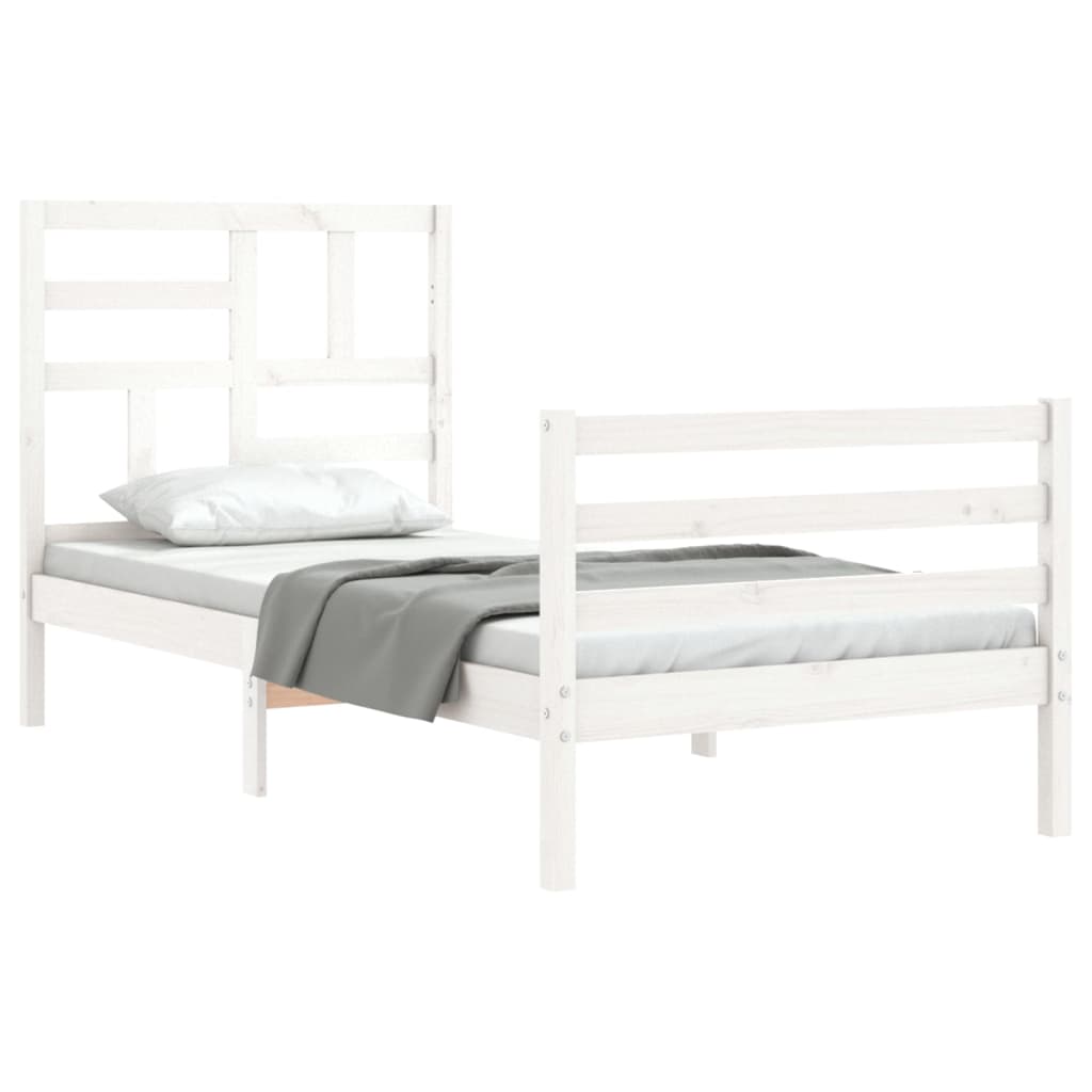 Cadre de lit sans matelas blanc 100x200 cm bois massif - XIOS