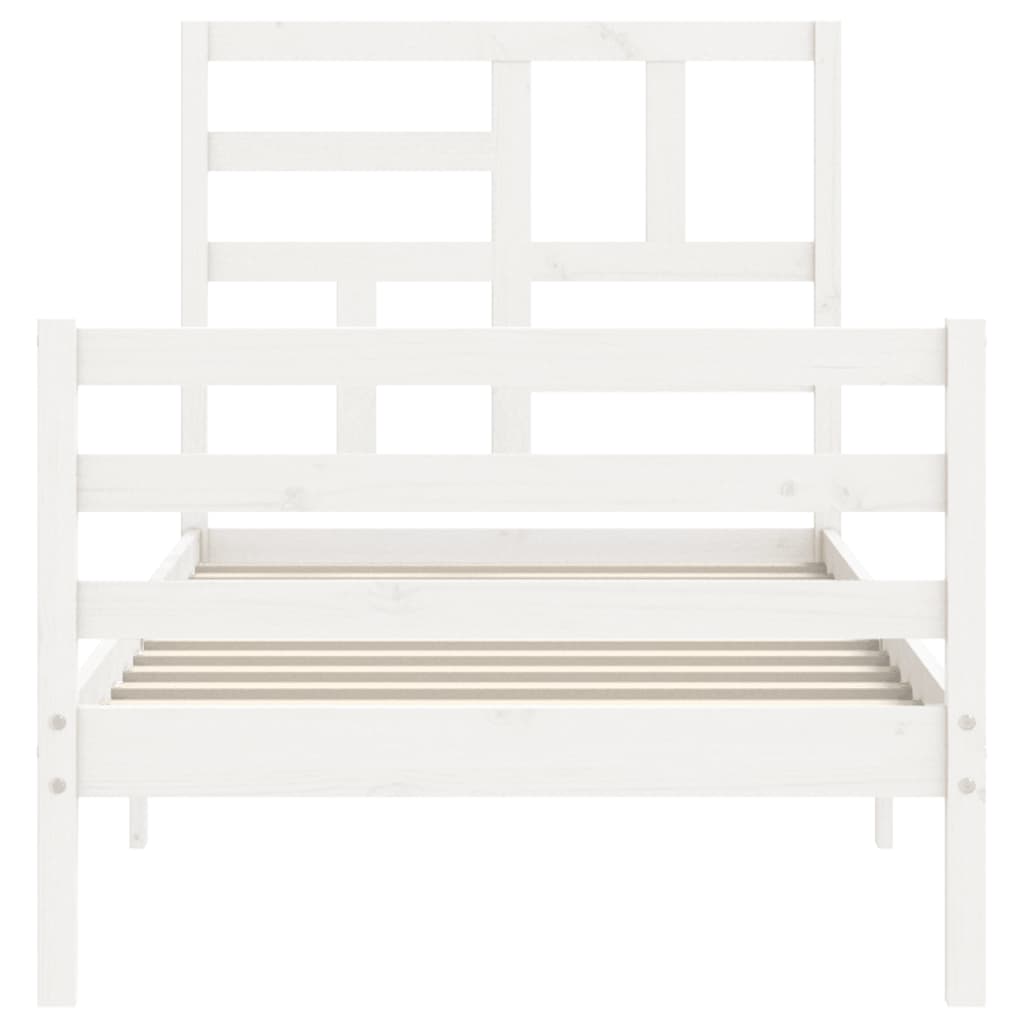 Cadre de lit sans matelas blanc 100x200 cm bois massif - XIOS