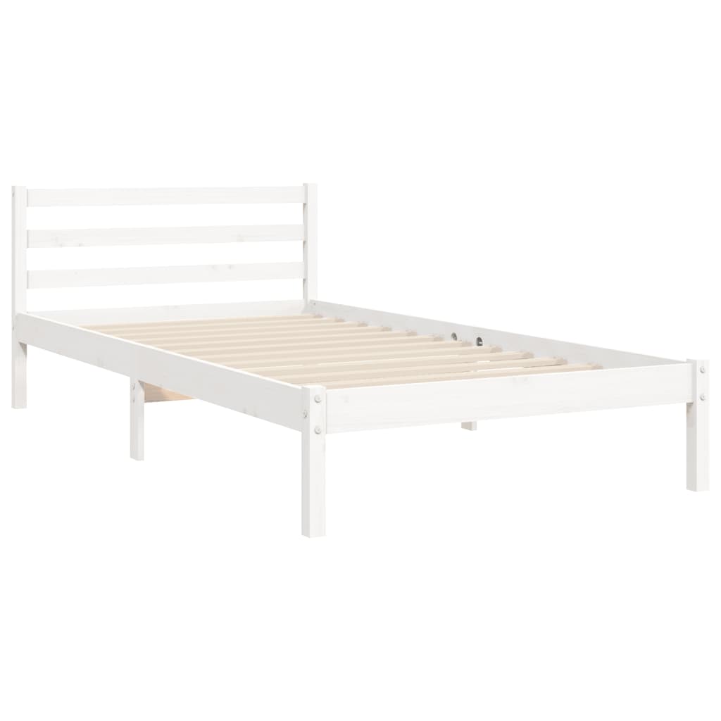 Cadre de lit sans matelas blanc 100x200 cm bois massif - XIOS