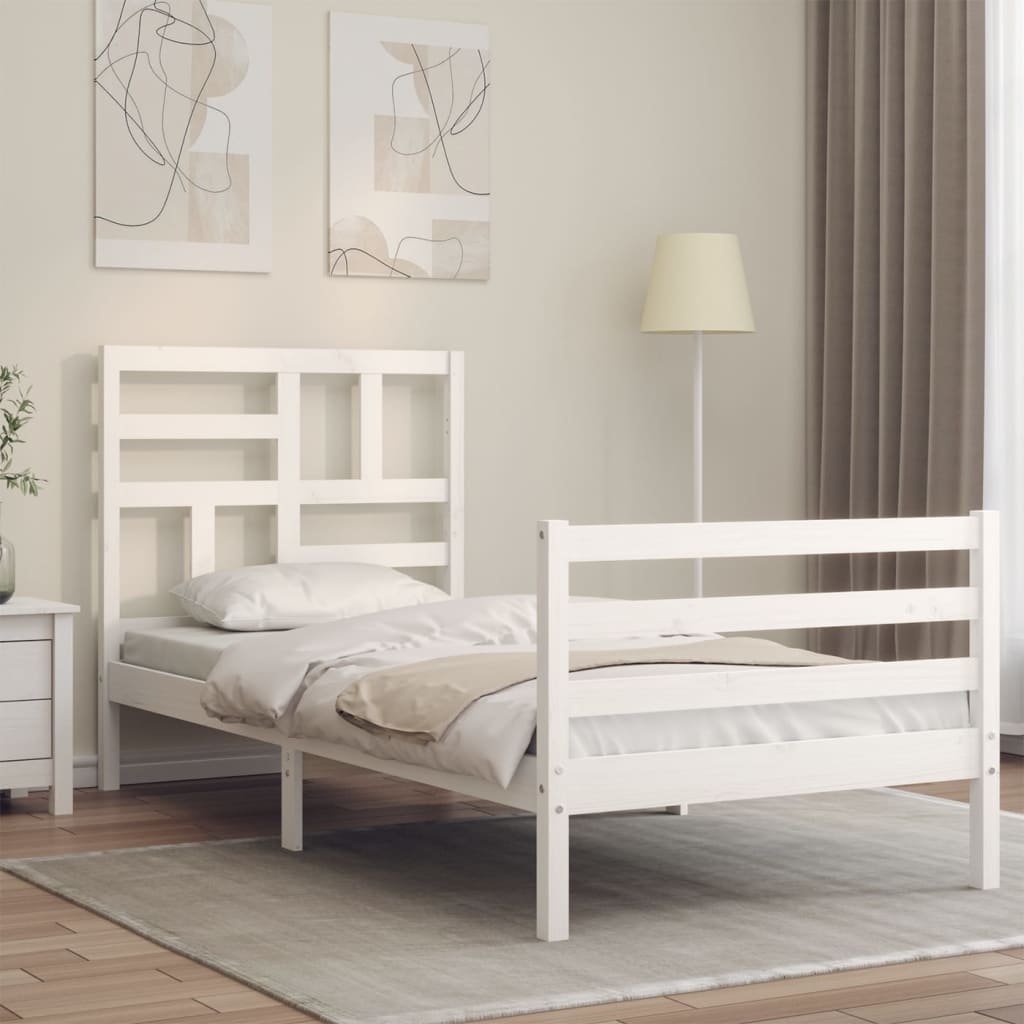 Cadre de lit sans matelas blanc 100x200 cm bois massif - XIOS