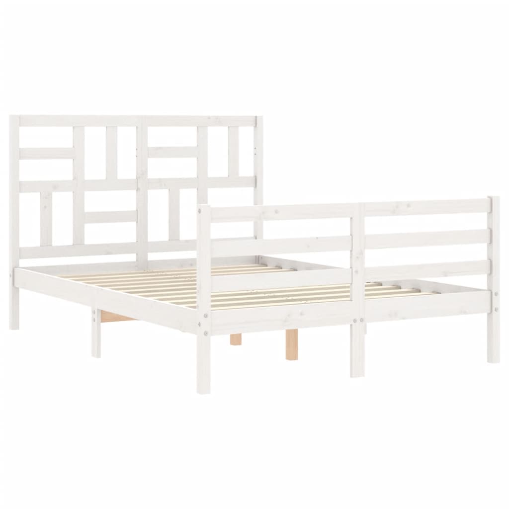 Cadre de lit sans matelas blanc 120x200 cm bois massif - XIOS