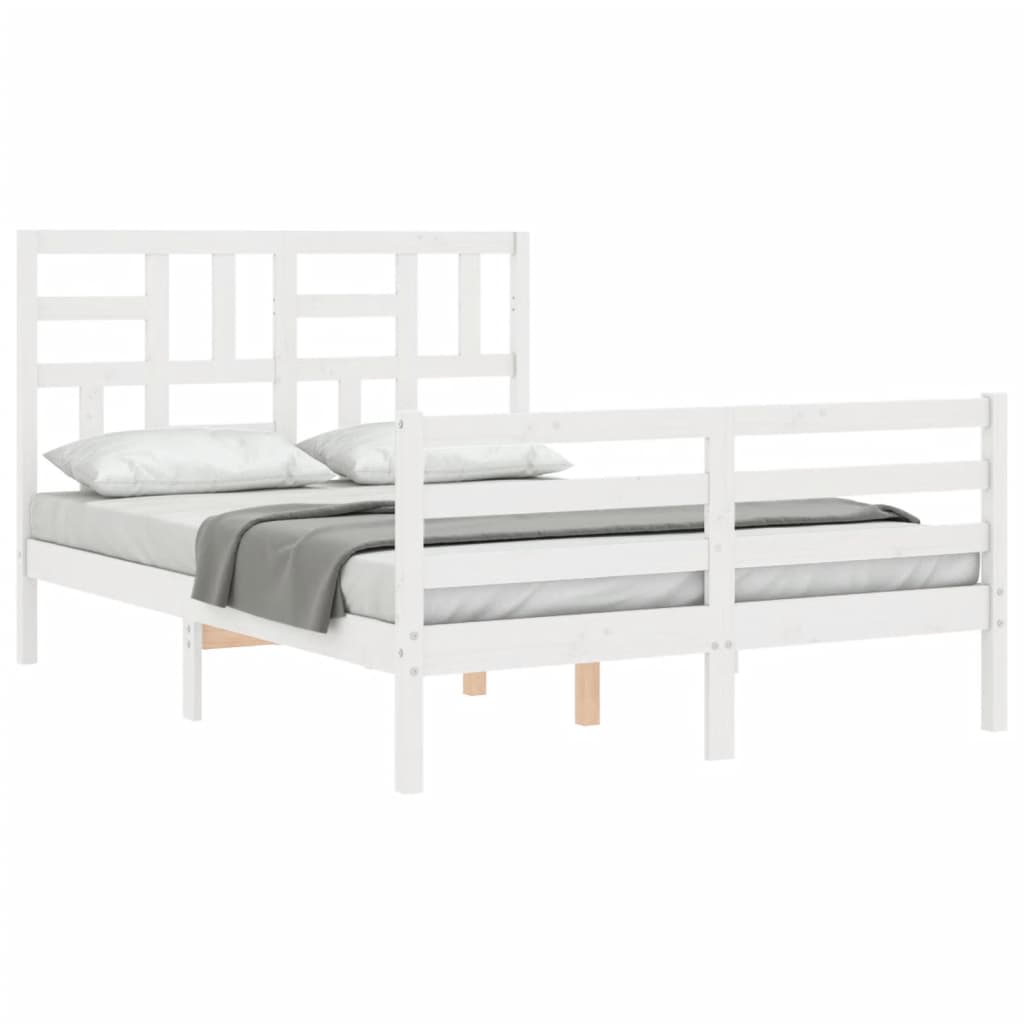 Cadre de lit sans matelas blanc 120x200 cm bois massif - XIOS